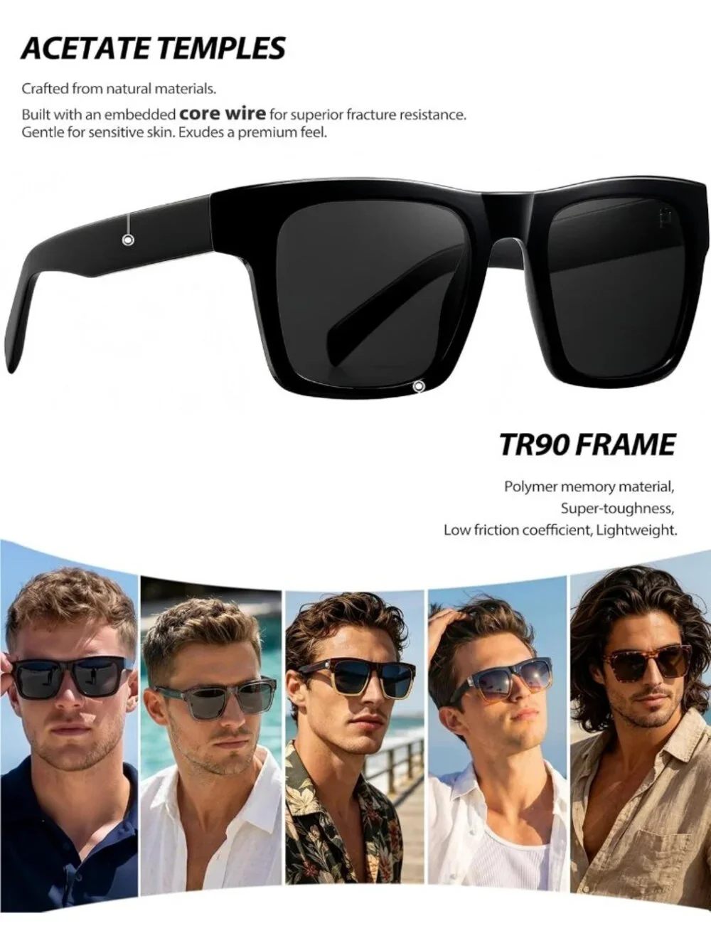 Trendy Oversized Polarized Square Sunglasses for Men & Women | UV400 Retro